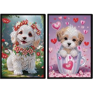 Carnet De Notes A5 Peinture Diamant 2 Pièces Diy 5d Diamant Peinture Carnet A5 Journal Chiens Carnet De Croquis Journal Journal Livre Femmes Bloc-Notes Cadeaux Anniversaire Noël Carnets - Neuf
