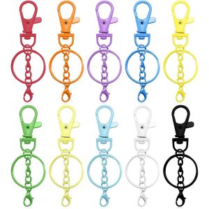 ERYI-Anneau Porte Clef,50 Pièces Anneaux Porte Clé,Porte Clef Mousqueton,Attache Porte Clé,Anneau Porte Clé,Keychain,Mousqueton Porte Clé Pour Diy - Neuf