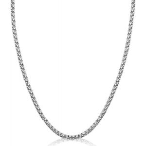 Kal-Collier Cha&icirc;ne Rolo Or/Argent, Collier De Cha&icirc;ne Rolo Carr&eacute; 2/3/4/5/6mm Pour Femmes Collier De Cha&icirc;ne Rolo En Acier Inoxydable Bo&icirc;te &Agrave; Cha&icirc;nes 41-76 Cm - Neuf