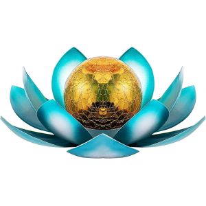 MEVRONISSHOP-Lampe solaire d'extérieur - Décoration de jardin - Décoration de jardin - Étanche - Fleurs de lotus - Décoration de jardin - Boule en verre - Lampe solaire d'extérieur - Pour jardin, pel - Neuf