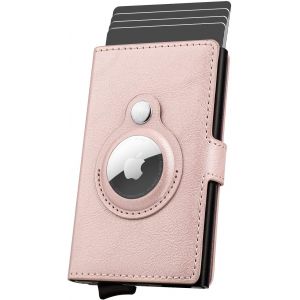 KALANKA-Porte-Cartes de crédit AirTag Wallet pour Hommes, Porte-Cartes en Cuir RFID bloquant Le boîtier de Carte bancaire en métal Pop Up (Rose Vif) - Neuf