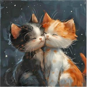 Ayuhr-Peinture Diamant Chat 30 X 30 Cm Peinture Par Numéros Chat Noir Et Orange Diamond Painting Animaux Mosaïque Diamant Peinture Art Broderie Point De Croix Images Cadeau Décoration Murale - Neuf