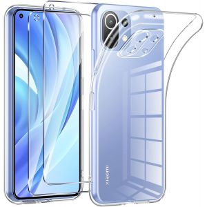 Kal-Coque Pour Xiaomi Mi 11 Lite 4g/5g/5g Ne Avec 2 Pièces Protection Écran En Verre Trempé,Ultra Transparente Silicone En Gel Tpu Souple Pour Xiaomi 11 Lite Couqe,Antichoc Anti-Jaune Etui Bumper - Neuf