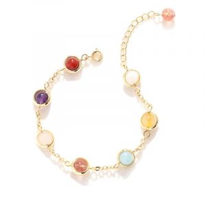 Bracelet En Pierre Naturelle (Longueur 20 Cm), Bracelet &Agrave; Breloques En Cristal Color&eacute;, Bracelet &Eacute;lastique, Bijoux En Pierres Pr&eacute;cieuses - Neuf