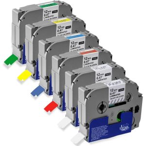 6x Compatible pour Ruban Brother 12mm P Touch TZe-231 TZe-131 TZe-431 TZe-531 TZe-631 TZe-731 Ruban Brother pour Etiqueteuse Brother PT-H105 H101C H110 H200 H100LB D400 D200 D600 - Neuf