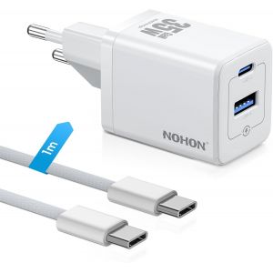 ERYI-Chargeur USB C Rapide: 35W GaN Adaptateur USB C avec 1M 60W Câble, PD3.0 Prise Secteur, 2-Port Chargeur Rapide Compatible av[472] - Neuf