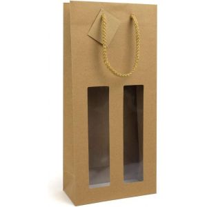 Lot De 10 Sacs À Bouteilles Pour 2 Bouteilles De Champagne/Vin Avec Cordon Textile Et Fenêtre, 100 X 90 X 385 M - Neuf