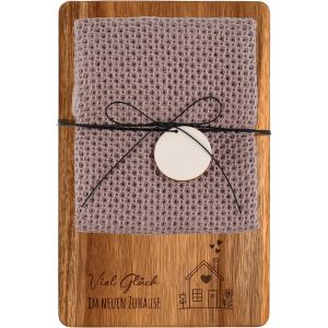 Cadeau De Pendaison De Cr&eacute;maill&egrave;re Planche &Agrave; D&eacute;couper En Bois Torchon Cuisine Coton Cadeau Pour Nouvelle Maison Appartement C&eacute;r&eacute;monie Cl&ocirc;ture(Viel Gl&uuml;ck Im Neuen Zuhause) - Neuf