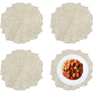 Eryi-4 Pcs Set De Table Doré, Set De Table Rond, Sets De Table Pour Les Cuisines, Les Hôtels Et Les Restaurants (38cm De Diamètre) - Neuf