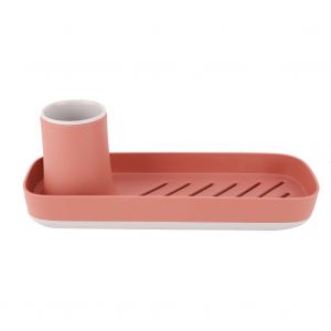 HJLIAN Egouttoir de rangement pour plan de travail d'evier, porte-brosse a dents, porte-savon (rouge vin) - Neuf