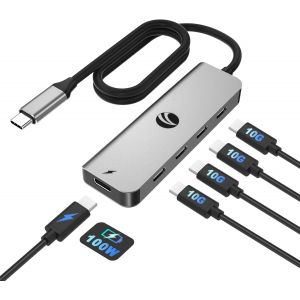 NAERYUT-Hub Usb C 10 Gbps Avec 4 Ports Usb C 3.2 Gen 2,Power Delivery 100 W,Adaptateur Multiport De Type C Pour Macbook Pro/Air Et Autres Thunderbolt/Ordinateurs Portables (Gris) - Neuf