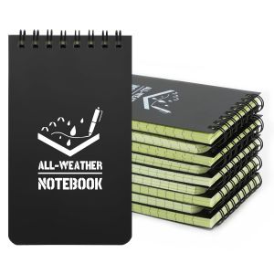 Kaxdl-Reton 10 Pièces Carnets Étanches,3x5 Pouces Imperméables Bloc Notes De Poche,Cahiers Avec Spirale,Tampons Tactiques Avec Grille Pour Enregistrement D'activité En Plein Air (Noir) - Neuf