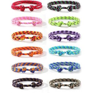 Kal-12 Pi&egrave;ces Nautique Tress&eacute; Bracelet, R&eacute;glable Bracelet En Corde De Voile Fait La Main Et Tress&eacute;, Acelet De Surf Nautique Color&eacute; Cordon, Surfeur Bracelet Fait &Agrave; La Main Pour Homme Et Femm - Neuf