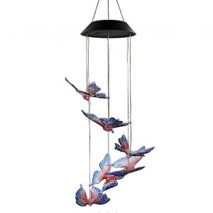 Lampe Carillon Éolien À Énergie Solaire, Papillon À Couleurs Changeantes, Éclairage Extérieur Pour Jardin Ou Rue, Panneau Solaire - Neuf