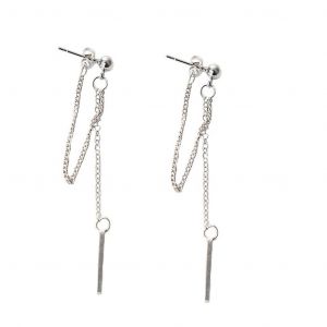 Double Tassel Chain Bar Dangle Boucles D'oreilles Long Chain Drop Earrings Cadeau D'anniversaire - Neuf