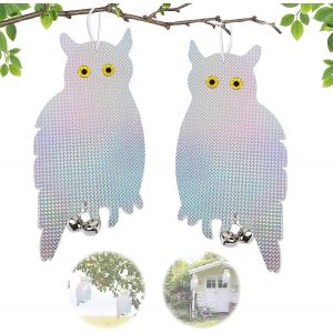 KALANKA-Hibou Réfléchissant,Répulsif Oiseaux Chouette, 2 Pièces Hibou Anti Pigeons,Anti-Oiseaux Anti nuisible,pour ¿pour Potager Ferme Jardin Hibou réfléchissant de Protection repoussant - Neuf