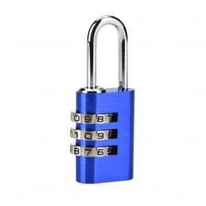 Cadenas a combinaison a 3 chiffres en alliage d'aluminium avec mot de passe pour porte, armoire, cloture (bleu) - Neuf