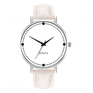 Montre A Quartz Analogique A Cadran Rond Et Bracelet En Cuir Pu Pour Homme, Tendance Et Simple, Zl66-Yo (Blanc) - Neuf