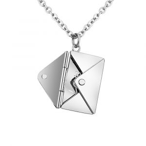 Collier Médaillon Enveloppe Secrète Love You, Message Caché, Cadeau - Neuf