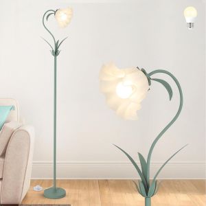 Vert Lampadaire Salon,Abat-Jour Fleur Lampadaire Avec Ampoule Led,Muguet Lampe Fleur,Lampadaire Fleur,Lampe De Lecture Moderne Lampadaire Pour Chambre,Chambre Enfants,Bureau - Neuf