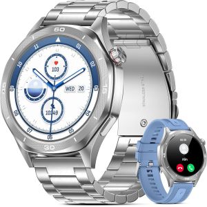 Montre Connect&eacute;e Homme, 1,52"" Smartwatch Militaire Sport avec Batterie 500mAh/Etanche IP68/120+ Sportifs/Fr&eacute;quence Cardiaque/SpO2/Moniteur de Sommeil/2 Bracelets pour Android iOS, Noir - Neuf