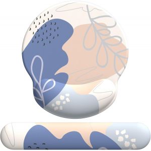 KALANKA-Tapis de Souris Support de Repose-Poignet, Tapis Souris Ergonomique en Gel, Tapis de Souris Frais pour Gamer, Repose Poignet Souris avec Base en PU antidérapant (Déco Rose et Bleue Kit) - Neuf