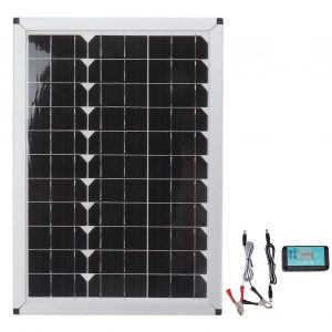 Kit chargeur de batterie solaire 100 W 18 V avec panneau solaire monocristallin en silicium et double contr&ocirc;leur USB pour voiture, camping-car, bateau. - Neuf