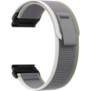 26Mm Quickfit Bracelet Pour Garmin Enduro 3 / Fenix 8 51Mm/Fenix 7X Pro/7X/6X/5X/5X Plus, Souple &Eacute;lastique Nylon Bracelet Pour Garmin Tactix 7 Amoled/Epix Pro 51Mm/Enduro - Vert&Gris - Neuf