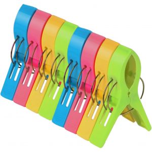 Eryi-Lot De 8 Pinces À Serviettes De Plage En Plastique De Couleur Vive Pour Chaise Longue De Bronzage, Différentes Couleurs - Neuf