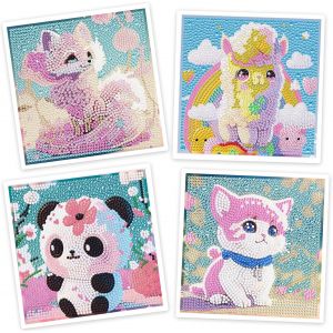 Ayuhr-Lot De 4 Peintures Diamant Pour Enfants,5d Diamond Painting Panda Motifs Animaliers Diamond Painting Cadeaux Pour Garçons Et Filles(15 X 15 Cm) (A) - Neuf