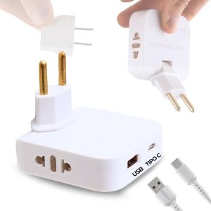 Kalanka-Prise Plate Derriere Meuble 1 Usb + Usb C + 2 Prise- Multiprise Plate Derriere Meuble - Prise Plate Usb - Prise Extra Plate Derriere Meuble - Prise Coudée - Prise Murale Avec Usb - Usb Plat - Neuf