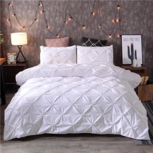 Parure De Lit 3 Sets De 220x240cm 100% Polyester Housse De Couette Blanc - Neuf