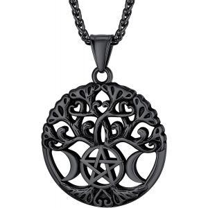 Trahoo-Collier À Breloques Lune Triquetra En Acier Inoxydable/Plaqué Or 18 Carats Pendentif Triple Lune Celtique Pour Femmes Bijoux Païens Viking - Neuf