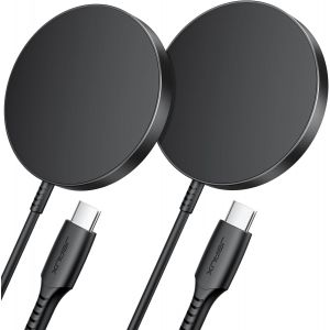 JGD-Chargeur MagSafe 2 Pi&egrave;ces, Chargeur &agrave; Induction pour iPhone 17, 15 W Magn&eacute;tique pour MagSafe iPhone 17 Air/Pro/Max/16/15/14/13/12 Series/AirPods Pro &iquest; Noir - Neuf