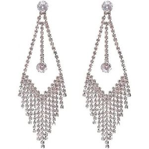 Boucles D'oreilles Pendantes, Boucles D'oreilles En Argent, Boucles D'oreilles Chandelier, Boucles D'oreilles Strass, Boucles D'oreilles À Franges Pour Femmes, Or - Neuf