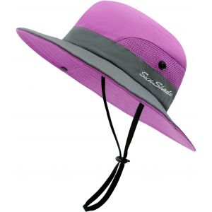 Kalanka-Chapeau Femme Soleil Outdoor Summer Chapeau Randonnée Protection Uv Chapeau De Brousse Queue De Cheval En Maille À Large Bord Pour La Randonnée - Neuf