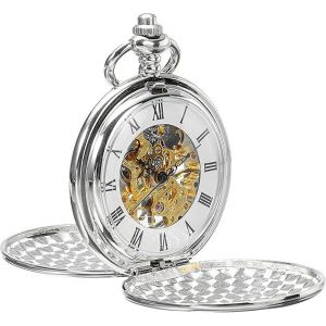 Montre De Poche Pour Homme Avec Chaîne ¿ Montre De Poche Vintage À Remontage Manuel, Mouvement Mécanique ¿ Accessoire De Costume Steampunk Des Années 1920 - Neuf