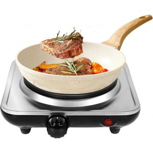 Eryi-Plaque Électrique 1 Feux, Portable Plaque De Cuisson Chauffante 1000w, Contrôlé Par Thermostat, 5 Niveaux De Température Réglables Adaptés Aux Cuisines De Camping - Neuf
