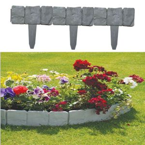 10pcs Gris Bordures De Jardin De Jardin En Plastique Bordures De Jardin Imitation Pierre De Clôture De La Frontière Pour Plantes De Jardin Lit De La Fleur De La Frontière - Neuf