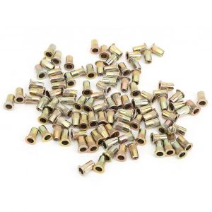 100Pcs Rivet Nut Nut Couleur Zinc Plaqué Tête Plate Fileté Nutsert Kit Accessoires MatérielM5 - Neuf