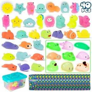 KAL-Mochi Squishy Kawaii Cadeau Anniversaire Enfants Invites Pack 40 - | Cadeaux Anniversaire Invités Enfant Avec Phosphorescence, Petit Jouet Pinata, Pochette Surprise Mariage, Assortiment Jouets - Neuf