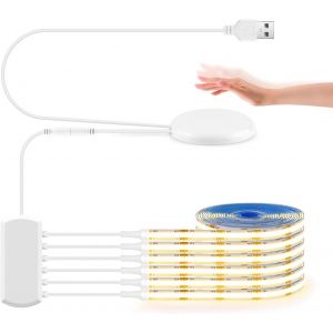 3m Chaud Blanc Led Cob Blanche, Bande Led Usb De 6 Rouleaux 5v Avec Diminuteur Tactile En Bois P&eacute;n&eacute;trant Pour Armoire, Cuisines, Vitrines, &Eacute;tag&egrave;res, &Eacute;clairage De Panneau Acoustique - Neuf