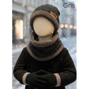 Ensemble Hiver 3 En 1 : Bonnet, Tour De Cou Et Gants - Neuf