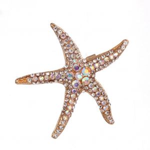 Mode Femmes Alliage &Eacute;toile De Mer D&eacute;coration Broche Avec Zircon Accessoire (Or) - Neuf