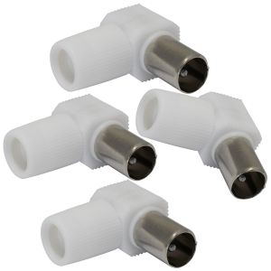C69582 - Lot de 4 fiche connecteur d'antenne RF m&acirc;le angulaire 90&deg; &Oslash;9.5 mm TV pour c&acirc;bles coaxiaux - SAT adaptateur prise t&eacute;l&eacute; coupleur - Neuf