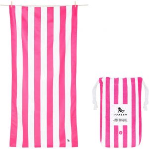 Serviette De Plage - Séchage Rapide, Sans Sable - Compacte, Légère - 100% Recyclée - Contient Un Sac - Cabana - Phi Phi Pink, Extra Large (200x90cm, 78x35)[Gra10454] - Neuf