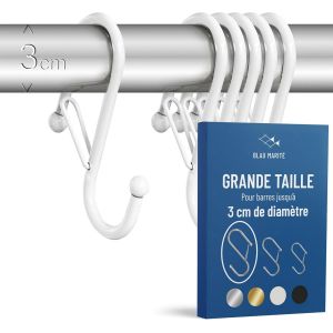Eryi-6 Crochets En Forme De S Avec Système Anti-Chute. Longueur: 10cm. Pour Barres Jusqu'à 3cm De Diamètre. Aide À L'organisation De La Maison. (Blanc, Gros 10cm (Barres <3 Cm Diamètre)) - Neuf