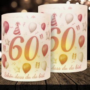 KALANKA-Lot de 16 photophores décoratifs de table pour 60 ans pour femme - Décoration de table pour 60e anniversaire femme - Décoration de table - Or rose - Décoration pour femme - « Schön dass Du da - Neuf