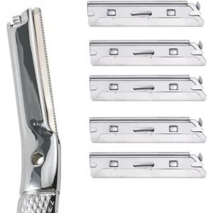 ERYI-Rasoir À Sourcils De Qualité Supérieure Avec Manche En Métal Biodégradable Remplaçable Pour Femme (5 X Recharges) - Neuf