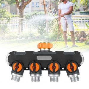 HJLIAN Raccord de robinet pour tuyau d'arrosage, raccord rapide pour tuyau d'arrosage a 4 sections, vanne a joint en Y a 2 sections (US 4Split) - Neuf
